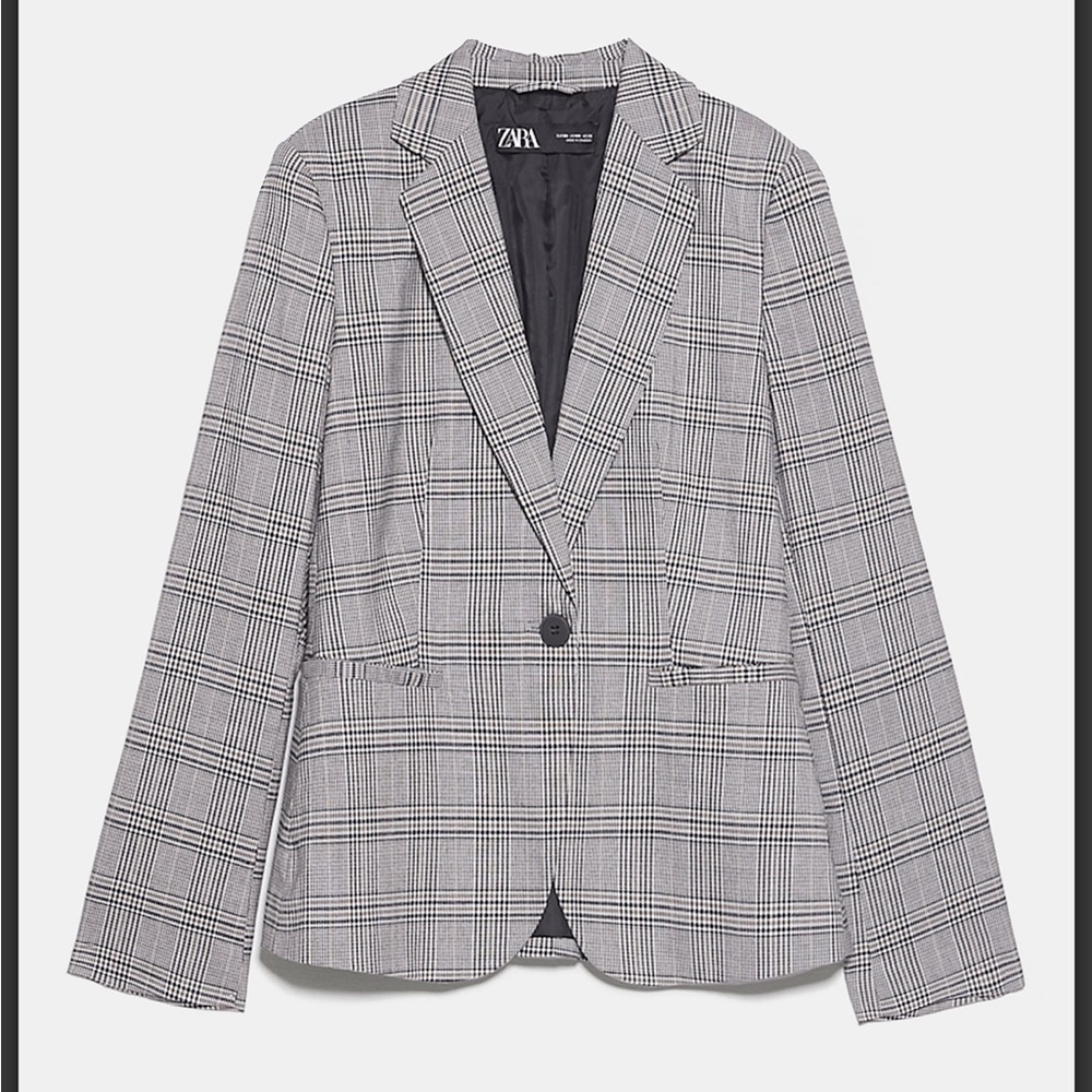 ZARA NWT Plaid Camel and Black Blazer Size 4